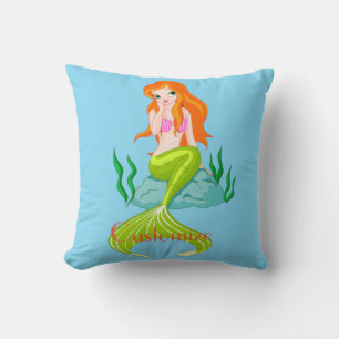 Cute Redheaded Mermaid Thunder_Cove Cushion