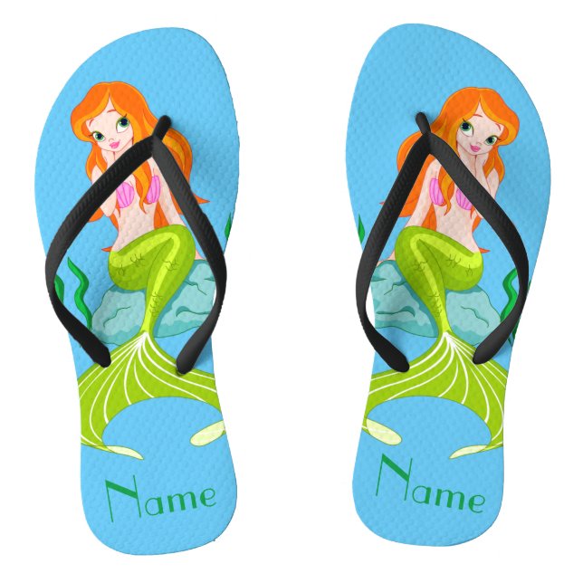 Cute Redheaded Mermaid Thunder_Cove Jandals (Footbed)