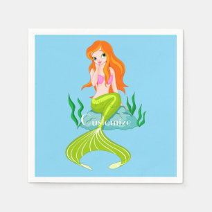 Cute Redheaded Mermaid Thunder_Cove Napkin