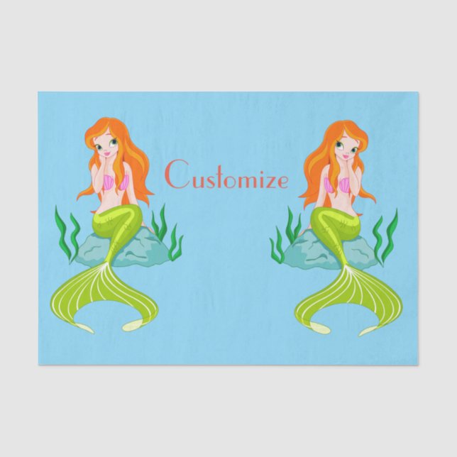 Cute Redheaded Mermaid Thunder_Cove  Tissue Paper (Front)