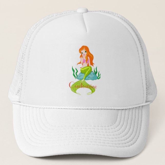 Cute Redheaded Mermaid Thunder_Cove  Trucker Hat (Front)