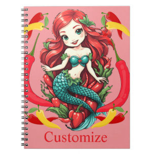 Cute Redheaded Two-tail Mermaid Thunder_Cove Notebook