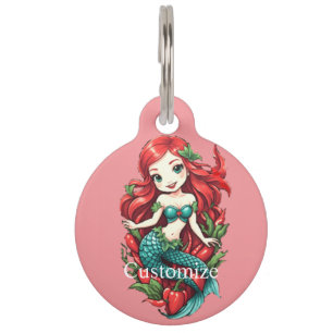 Cute Redheaded Two-tail Mermaid Thunder_Cove Pet Tag