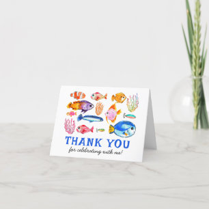 Cute Reel Fun Kids Fishing Birthday Thank You Card