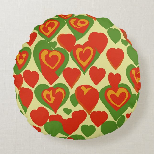 Cute Reggae Mini Hearts Pattern Round Cushion (Front)