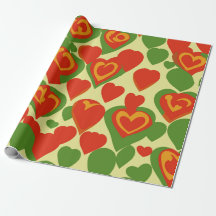 Cute Reggae Mini Hearts Red Gold Green Pattern