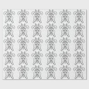 Cute Reindeer and Candy Canes Holiday Design Wrapping Paper