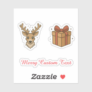 Cute Reindeer and Gift Box with Custom Text