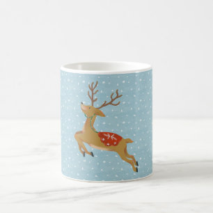 Cute Reindeer and Snowfall Christmas Coffee Mug