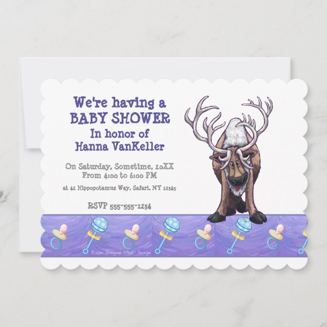 Cute Reindeer Baby Shower Invitation (Front)