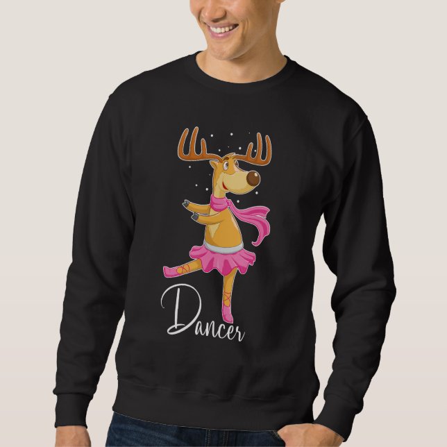 Cute Reindeer Ballet Dancer Christmas Gift Sweatshirt (Front)