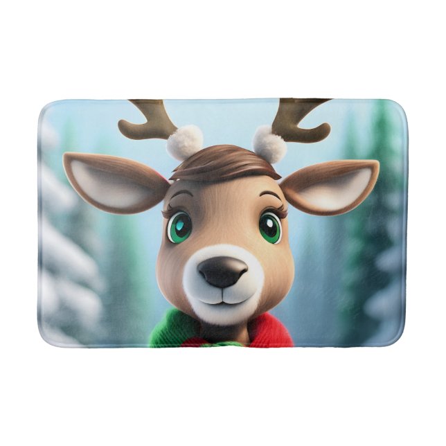 Cute Reindeer Bath Mat (Front)