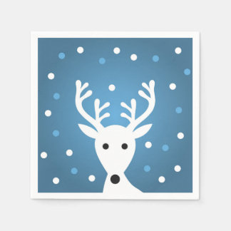 Cute reindeer blue winter Christmas Paper Napkin