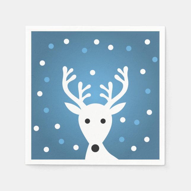 Cute reindeer blue winter Christmas Paper Napkin (Front)