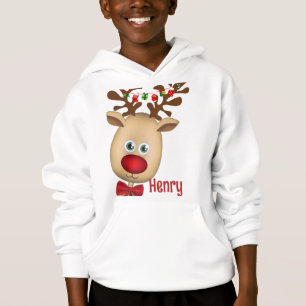 Cute Reindeer Boy Christmas Lights Custom Name