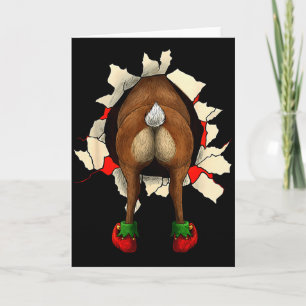 Cute Reindeer Butt Breakthrough Christmas Card