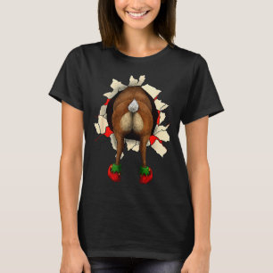 Cute Reindeer Butt Breakthrough Christmas  T-Shirt
