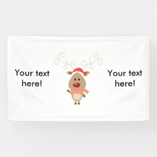 Cute reindeer cartoon banner