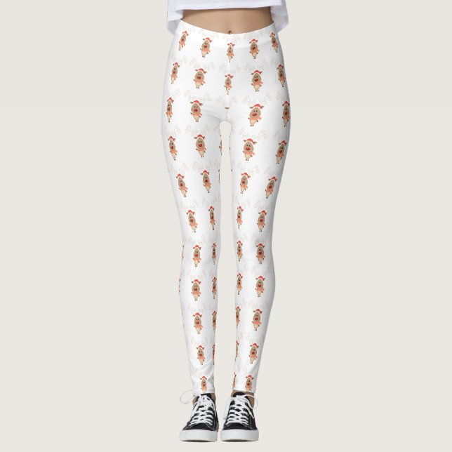 Cute reindeer cartoon leggings (Front)