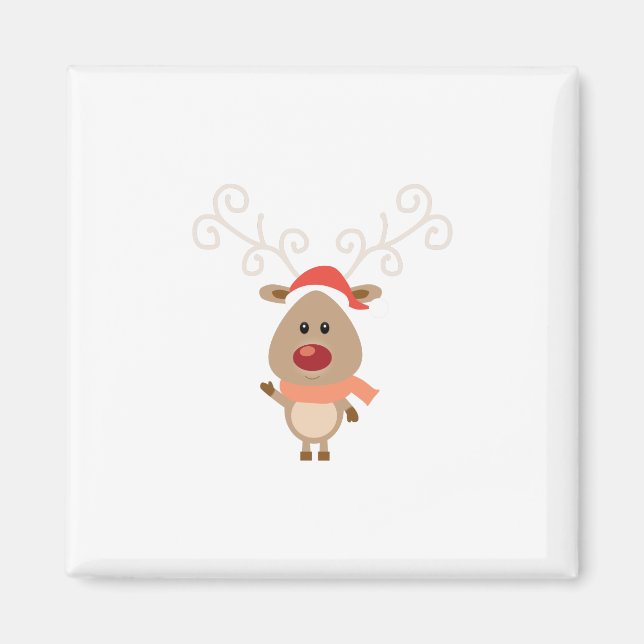 Cute reindeer cartoon magnet (Front)