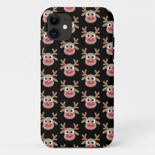 Cute Reindeer Cartoon Pattern Christmas Black Case-Mate iPhone Case