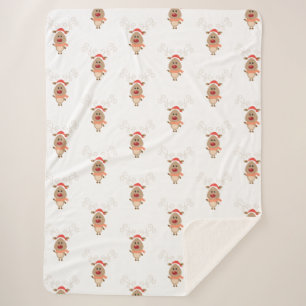 Cute reindeer cartoon sherpa blanket
