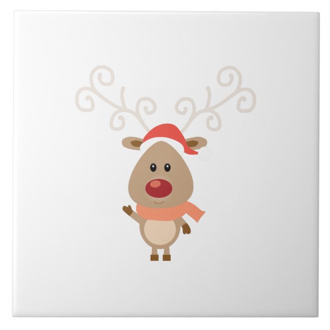 Cute reindeer cartoon tile (Front)