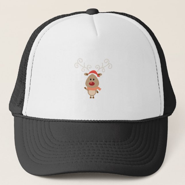 Cute reindeer cartoon trucker hat (Front)