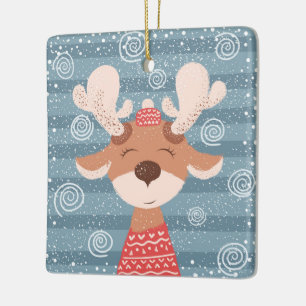 Cute Reindeer Ceramic Ornament