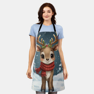 Cute reindeer christmas apron for festive kitchen