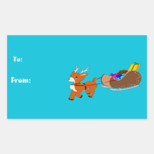 Cute Reindeer Christmas Basic To/From Gift Label