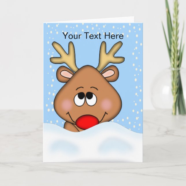 Cute Reindeer Christmas Card (Front)