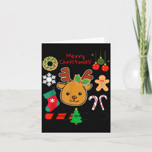 Cute Reindeer Christmas Cartoon Holiday Festive Ar Card