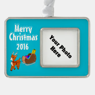 Cute Reindeer Christmas Custom Framed Ornament