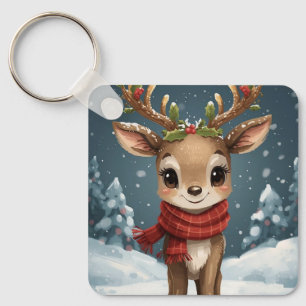 Cute reindeer christmas fun stocking gifts key ring