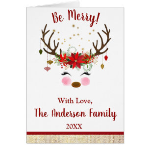 Cute Reindeer Christmas Holiday Card