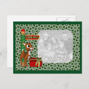 Cute Reindeer Christmas Holiday Photo Postcard