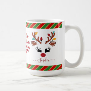 Cute Reindeer Christmas Kids Hot Chocolate Coffee Mug