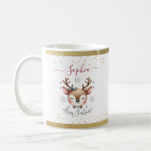 Cute Reindeer Christmas Kids Hot Chocolate Mug