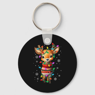 Cute Reindeer Christmas Lights Santa Xmas Pjm Wome Key Ring