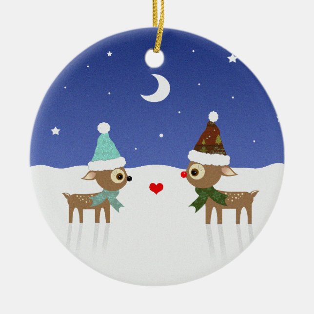 Cute Reindeer Christmas Ornament (Front)