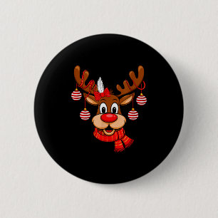Cute Reindeer Christmas Red Nose Rudolph Xmas Kids 6 Cm Round Badge