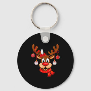 Cute Reindeer Christmas Red Nose Rudolph Xmas Kids Key Ring