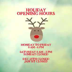 Cute reindeer Christmas shop opening hours custom 