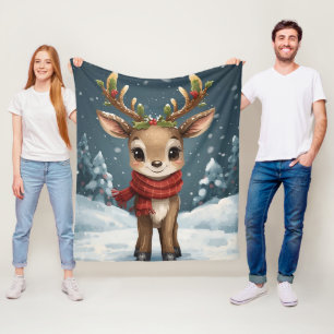 Cute reindeer christmas warm winter snuggles fleece blanket