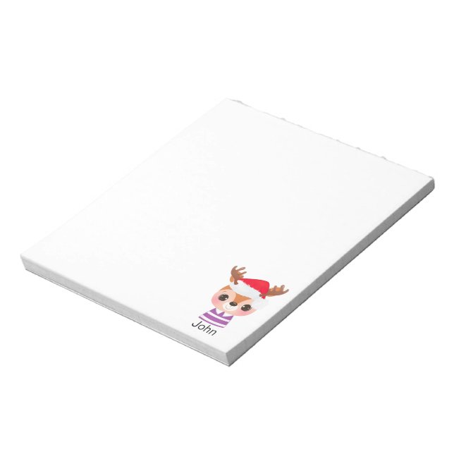 Cute Reindeer Christmas Winter Animal Notepad (Rotated)