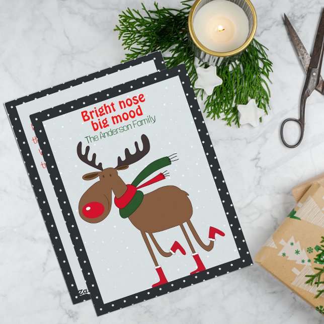 Cute reindeer christmas wish black retro Postcard (Creator Uploaded)