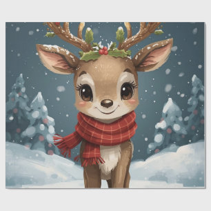 Cute reindeer christmas wrapping paper