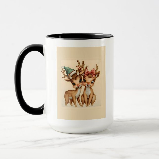 Cute Reindeer Couple Christmas Mug | Holiday Gift (Left)
