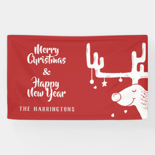 Cute Reindeer custom text Christmas banner